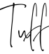 The word Tuff written in a stylish white handwritten signature font on a black background, representing the One Heart Warriors apparel brand.